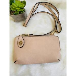 Beige Crossbody Bag with Gold Hardware